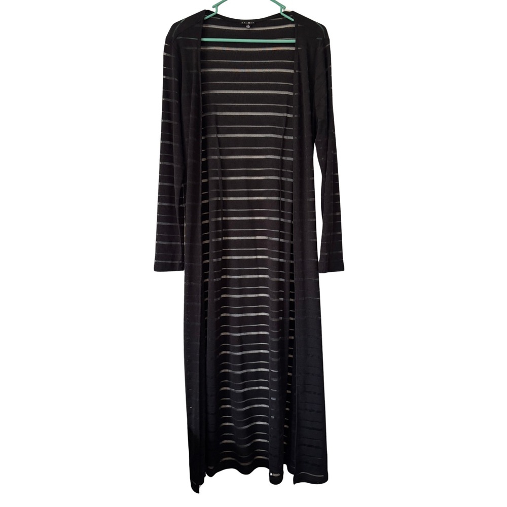 Chloah Chic Black & Mesh Striped Lightweight Duster Cardigan